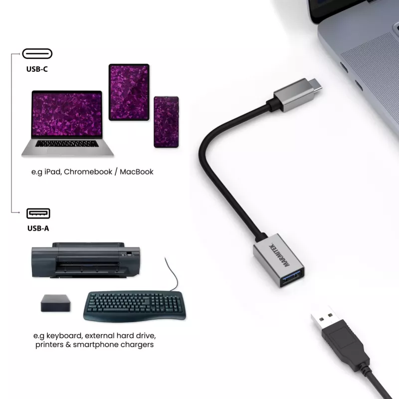 Cabo USB Marmitek 08375 0,15 m USB 3.2 Gen 1 USB-C USB-A preto prateado