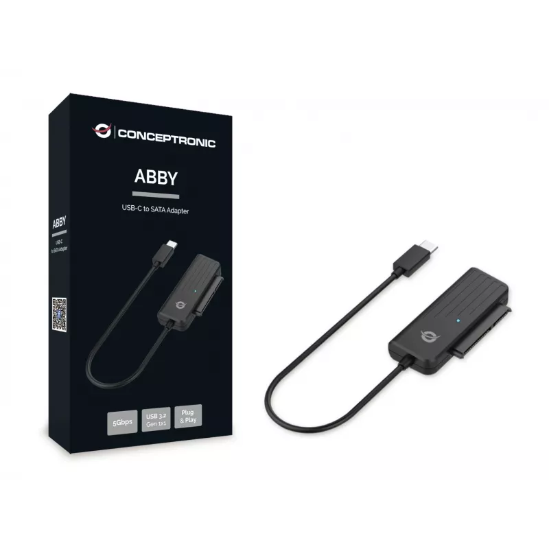 Conceptronic ABBY02B adaptador de USB-C para SATA, 2,5 polegadas, USB 3.2 Gen 1 5 Gbit/s, 0,2 m, preto
