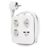 REV 0012378109 régua de 3 tomadas, Schuko, sem interruptor, branco/preto