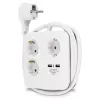 REV 0012378109 régua de 3 tomadas, Schuko, sem interruptor, branco/preto
