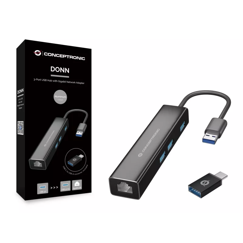 Conceptronic DONN07BA USB 3.2 Gen 1 (3.1 Gen 1) Type-A Preto
