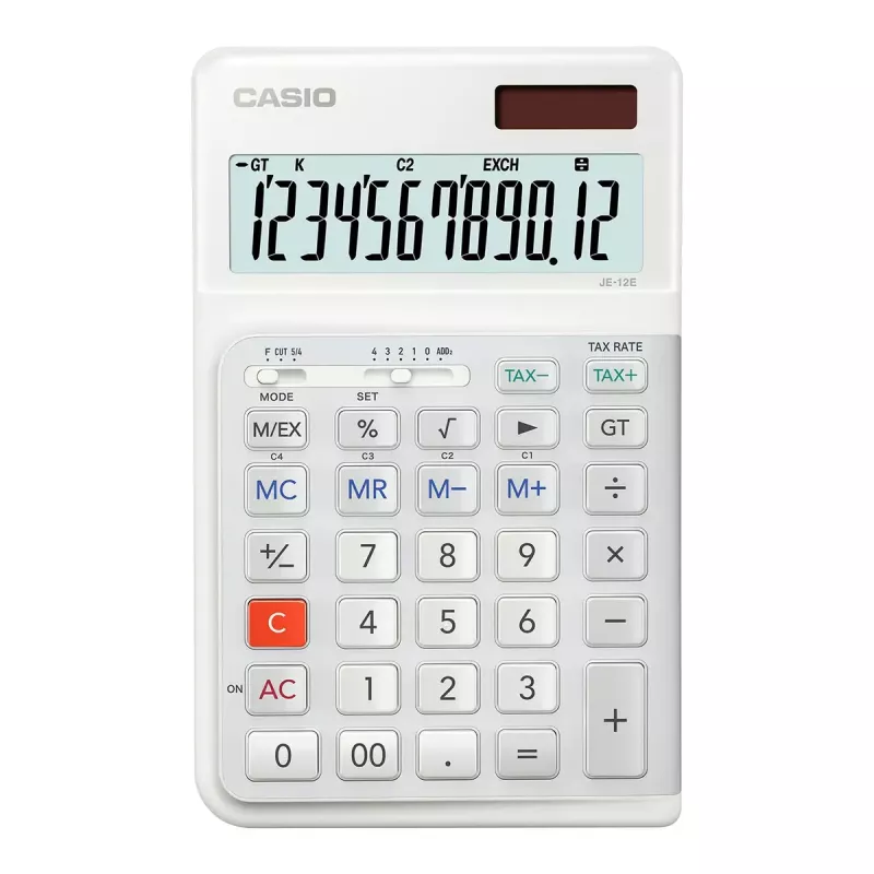 Calculadora básica Casio JE-12E-WE de secretária 12 dígitos branca