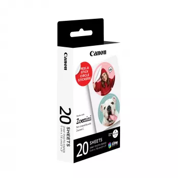 Pacote de autocolantes redondos pré-cortados Canon ZINK™ 1,3” 20 folhas