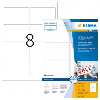 Etiquetas removíveis HERMA 10308 A4 96x63,5 mm brancas