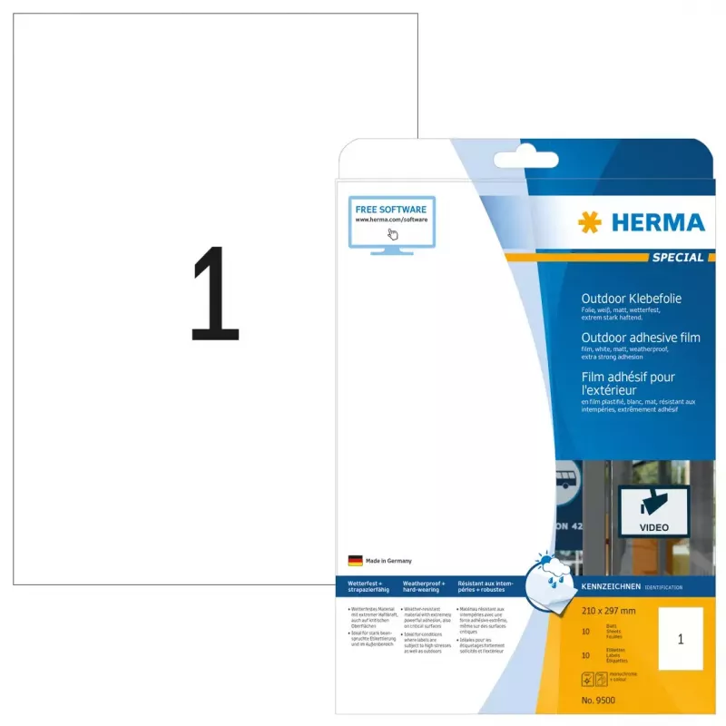 Etiqueta autoadesiva para impressora HERMA Labels A4 película exterior 210x297 mm