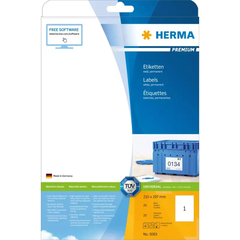 Etiqueta de impressora autoadesiva HERMA Labels Premium A4 210x297 mm