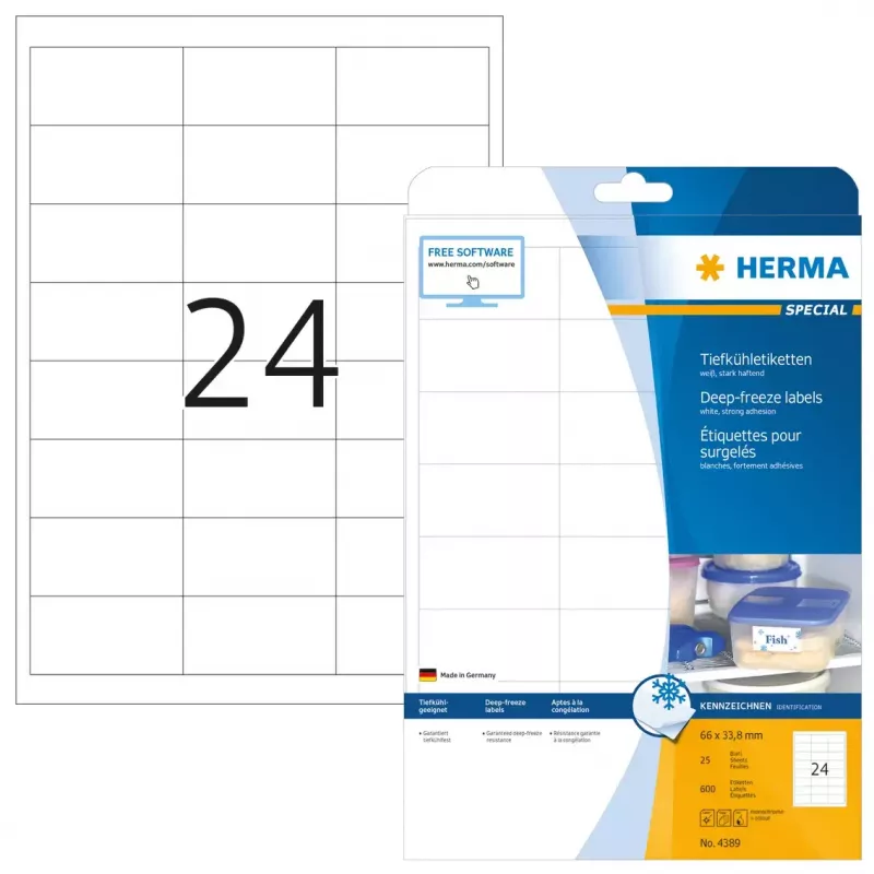 Etiquetas de impressora autoadesivas HERMA congelados 66x33,8 mm