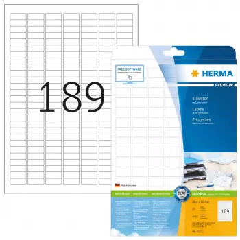 Etiqueta de impressora autoadesiva HERMA Labels Premium A4 25,4x10 mm 4725 unid.