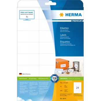 Etiquetas de impressora autoadesivas HERMA Labels Premium A4 70x37 mm
