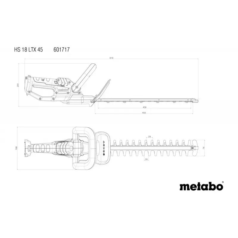 Metabo HS 18 LTX 45 Corta-sebes a bateria (Tool Only)