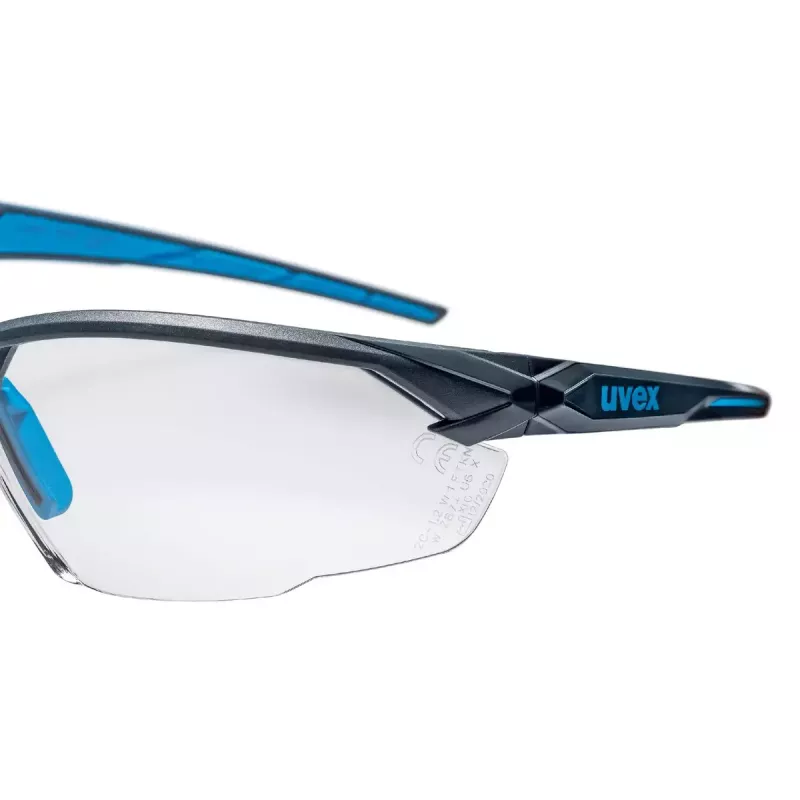 Óculos de proteção Uvex suXXeed 9181265, lentes transparentes, policarbonato, antracite/azul