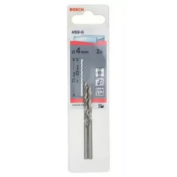 Broca helicoidal Bosch broca para metal HSS-G DIN 338 4 mm 2 unidades