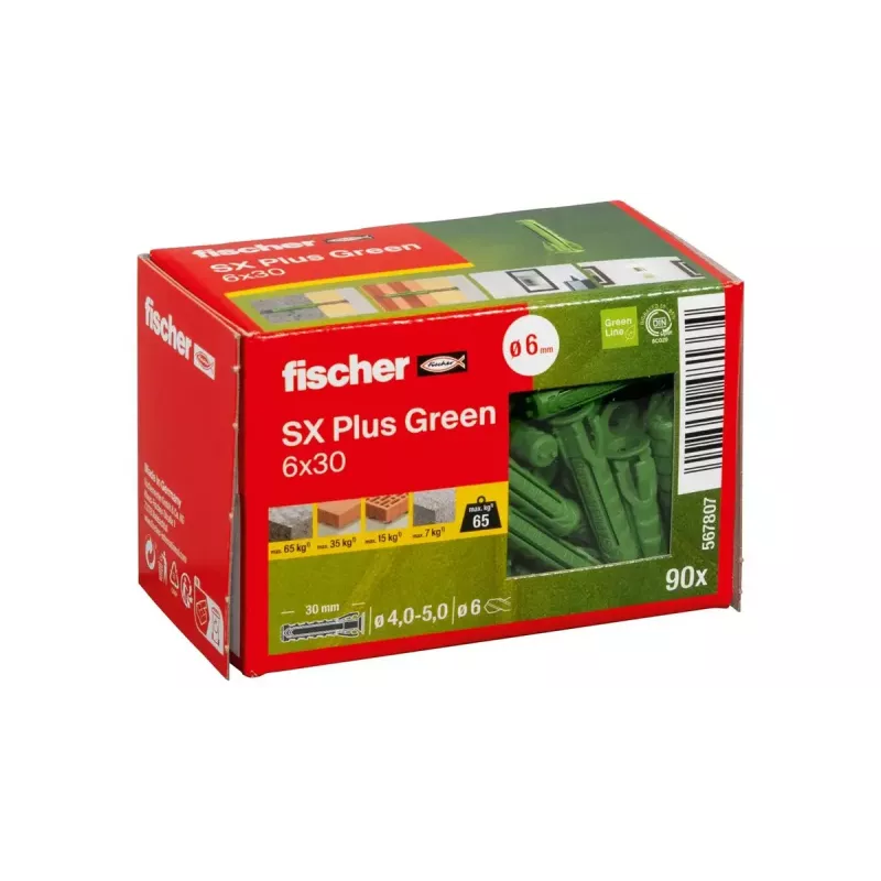 Âncora de expansão Fischer 567807 6x30mm para betão tijolo 90 peças