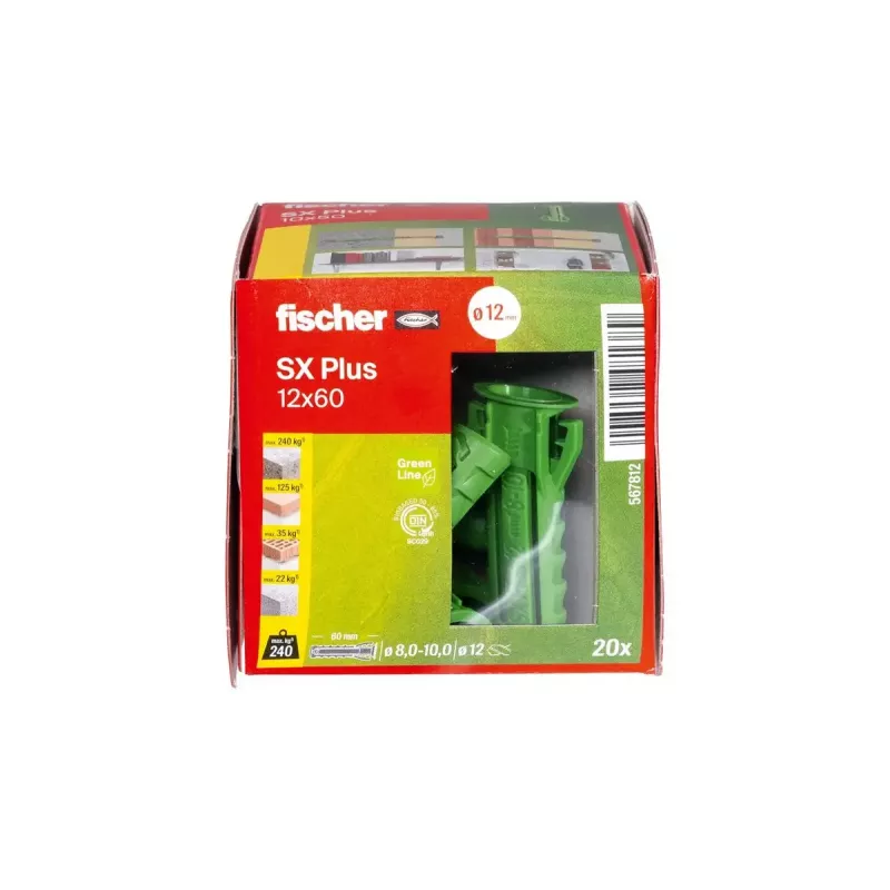 Bucha de expansão Fischer 567812 60 mm verde 20 peças