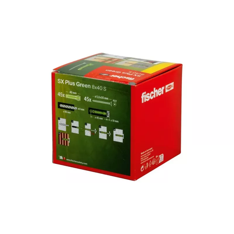 Conjunto de parafusos e buchas Fischer 567814 45 peças 8 mm diâmetro 40 mm comprimento