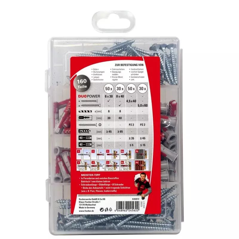 Ancoragem de expansão Fischer MEISTER-BOX DUOPOWER + parafusos