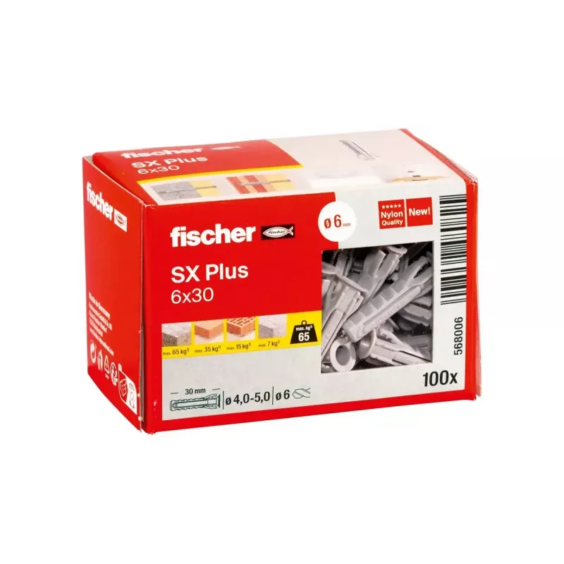 Bucha de expansão Fischer 568006 30 mm nylon 6 mm 100 unid.