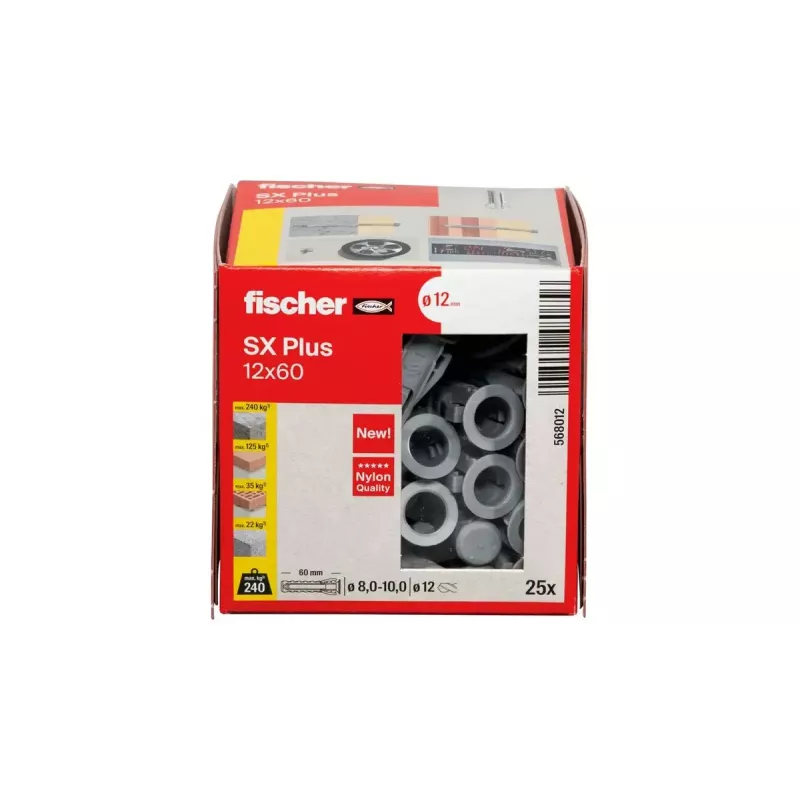 Bucha de expansão Fischer 568012 60 mm nylon 25 unid.