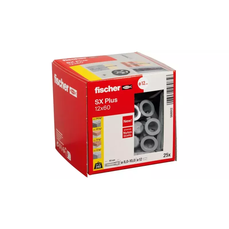 Bucha de expansão Fischer 568012 60 mm nylon 25 unid.