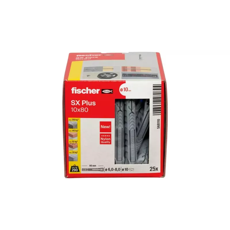 Ancoragem expansiva Fischer 568110 80 mm nylon 25 unid.