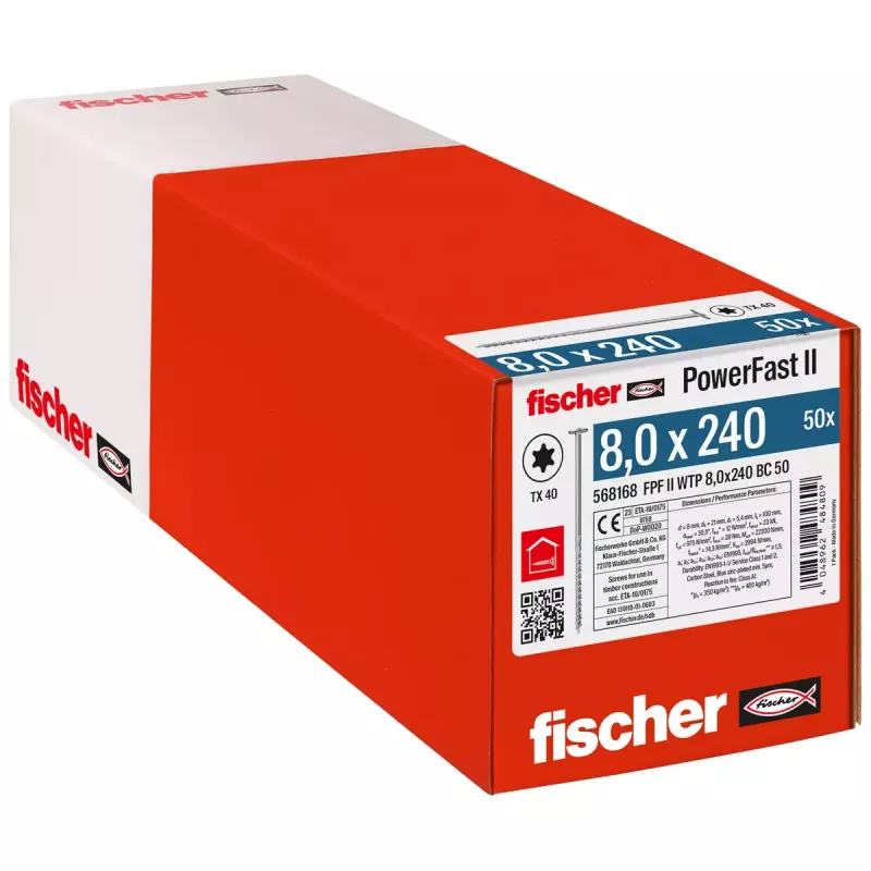 Parafuso Fischer PowerFast II 8,0x240 TK TX TG blvz 50