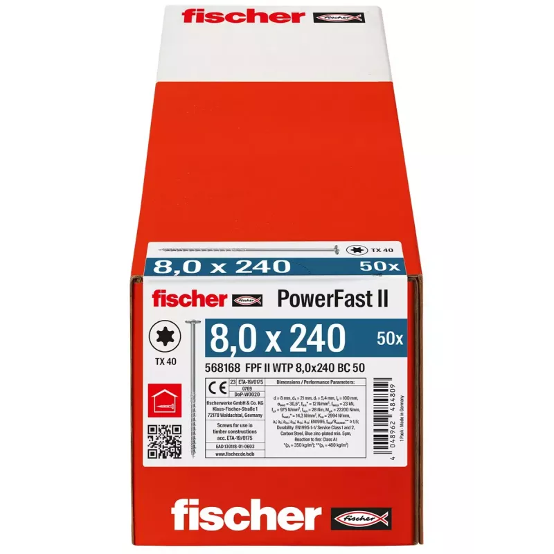 Parafuso Fischer PowerFast II 8,0x240 TK TX TG blvz 50