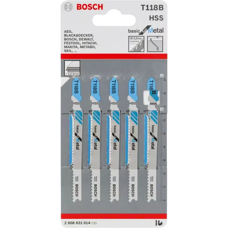 Lâmina de serra de vaivém Bosch T 118 B aço rápido HSS 5 unid.