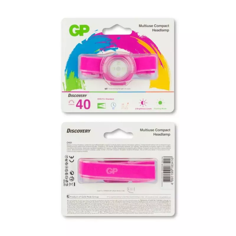 Lanterna de cabeça GP Batterien CH31002 rosa