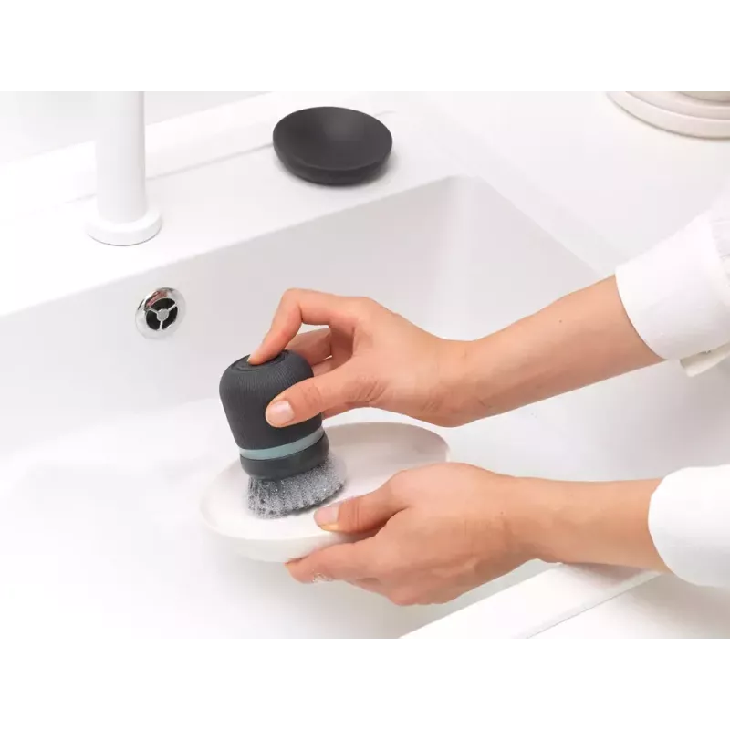 Brabantia 302626 escova de loiça com dispensador de sabão, cinzento escuro