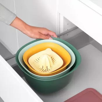 Conjunto Brabantia Tasty+ empilhável 3,2L azul verde amarelo