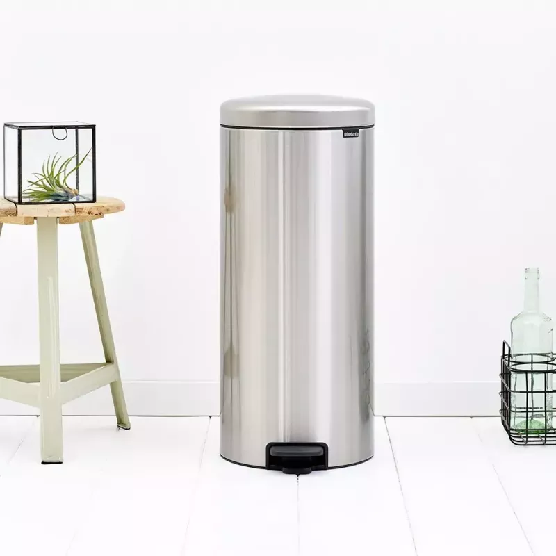 Balde de pedal Brabantia newIcon redondo aço escovado diâmetro 30 cm