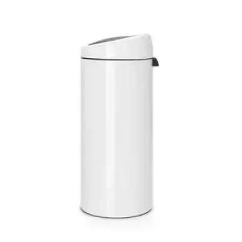 Balde do lixo com abertura por toque Brabantia 30L redondo plástico aço inoxidável branco