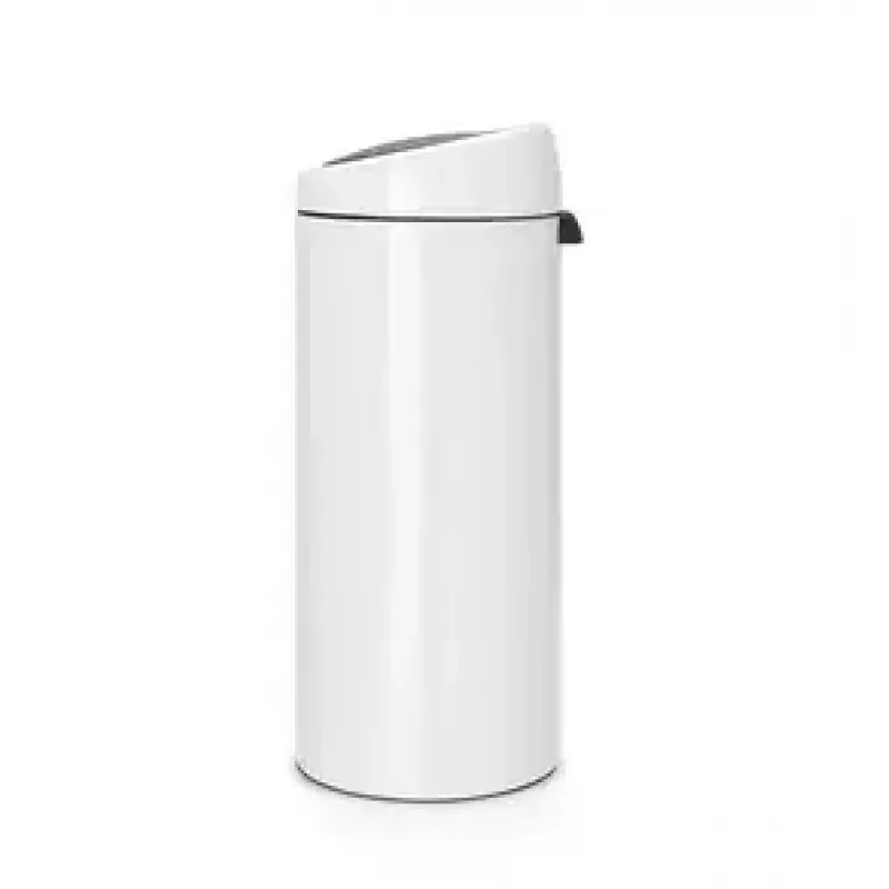 Balde do lixo com abertura por toque Brabantia 30L redondo plástico aço inoxidável branco