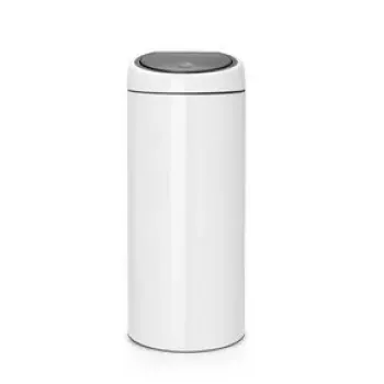 Balde do lixo com abertura por toque Brabantia 30L redondo plástico aço inoxidável branco