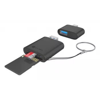 Leitor de cartões 2 em 1 ICY BOX através de interface USB Type-A e USB Type-C