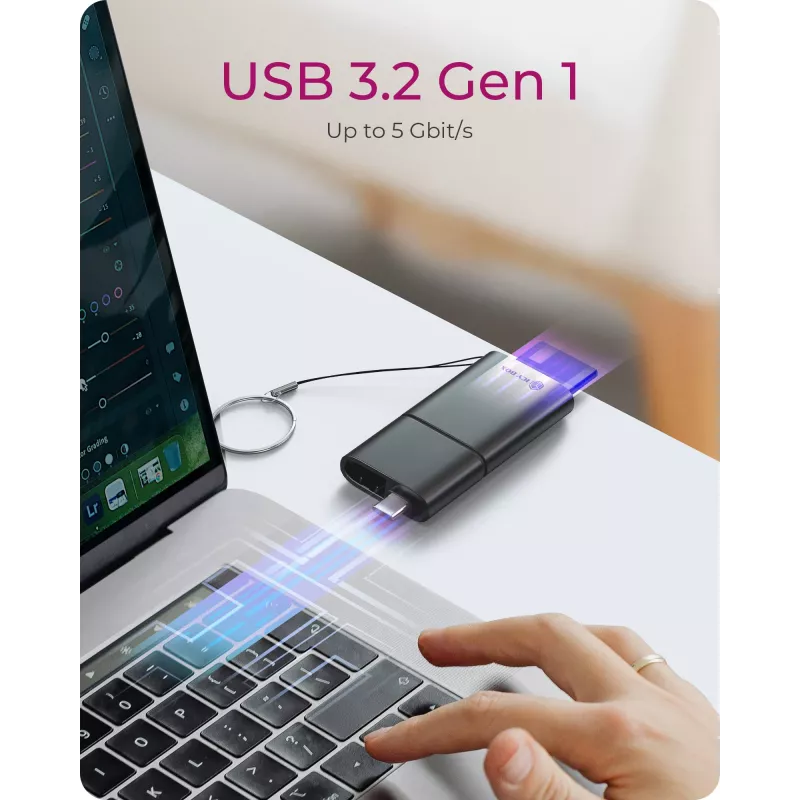 Leitor de cartões 2 em 1 ICY BOX através de interface USB Type-A e USB Type-C