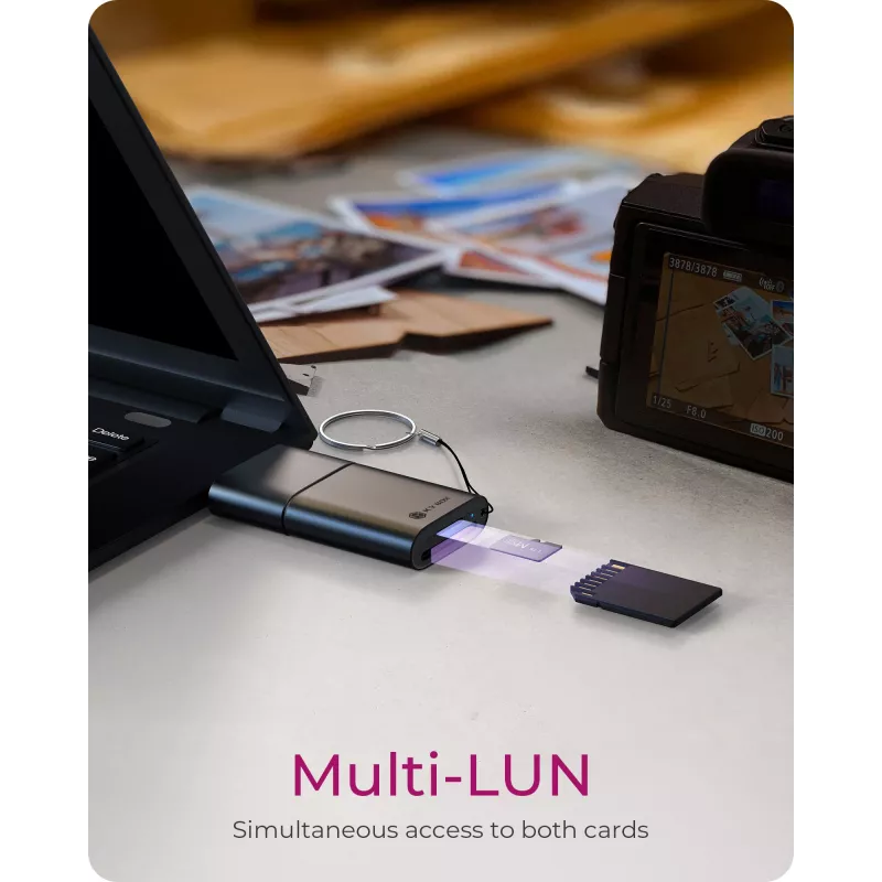 Leitor de cartões 2 em 1 ICY BOX através de interface USB Type-A e USB Type-C