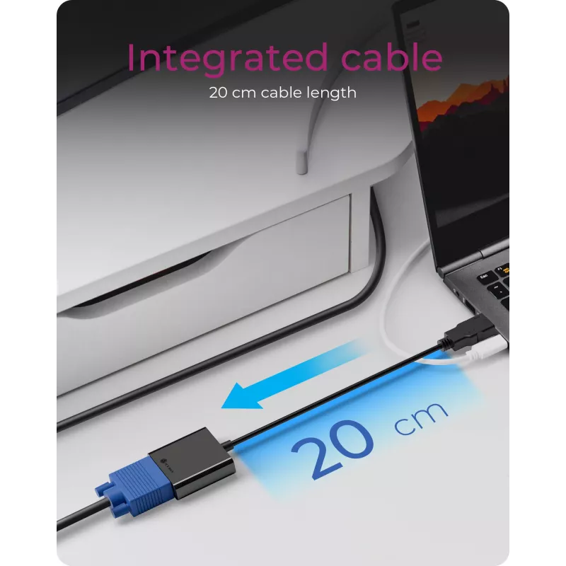 Adaptador HDMI para VGA IcyBox IB-AC502a — adaptador HDMI A (macho) para VGA (fêmea)