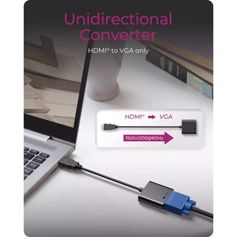 Adaptador HDMI para VGA IcyBox IB-AC502a — adaptador HDMI A (macho) para VGA (fêmea)