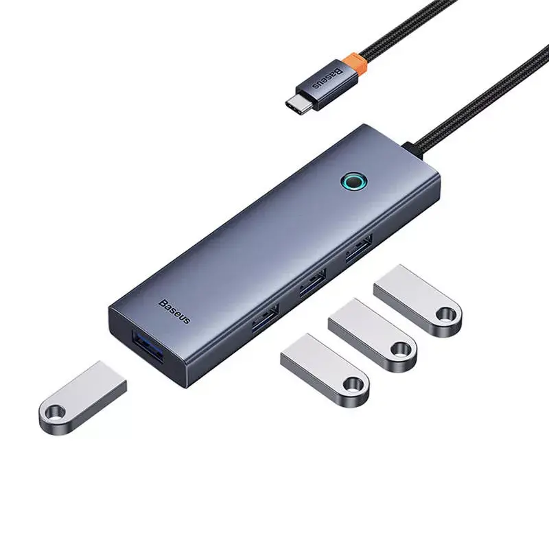 Hub Baseus 4in1 UltraJoy USB-C para USB 3.0 cinzento cabo