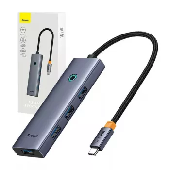 Hub Baseus 4in1 UltraJoy USB-C para USB 3.0 cinzento cabo