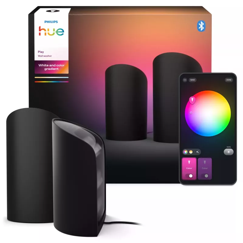 Lâmpada wallwasher Philips Hue Play Wallwasher — LED 1035 lm, multicolor, preto, alumínio/plástico, 100–240 V