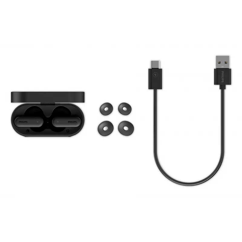 Headset Philips TAT6000BK/00 True Wireless Stereo (TWS) Bluetooth in-ear, 20–20000 Hz, 10 m, preto