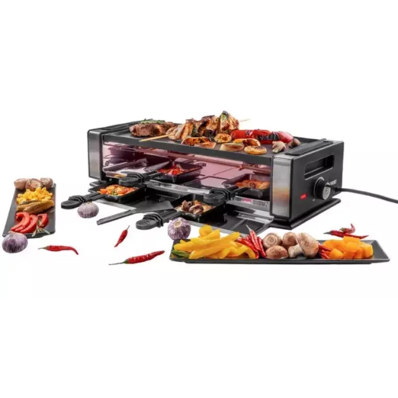 Grelhador de raclette Unold Delice Basic 1200 W 8 pessoas preto aço inoxidável