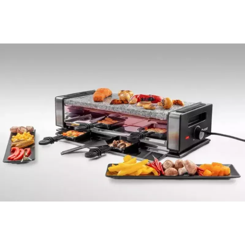 Grelhador de raclette Unold Delice Basic 1200 W 8 pessoas preto aço inoxidável