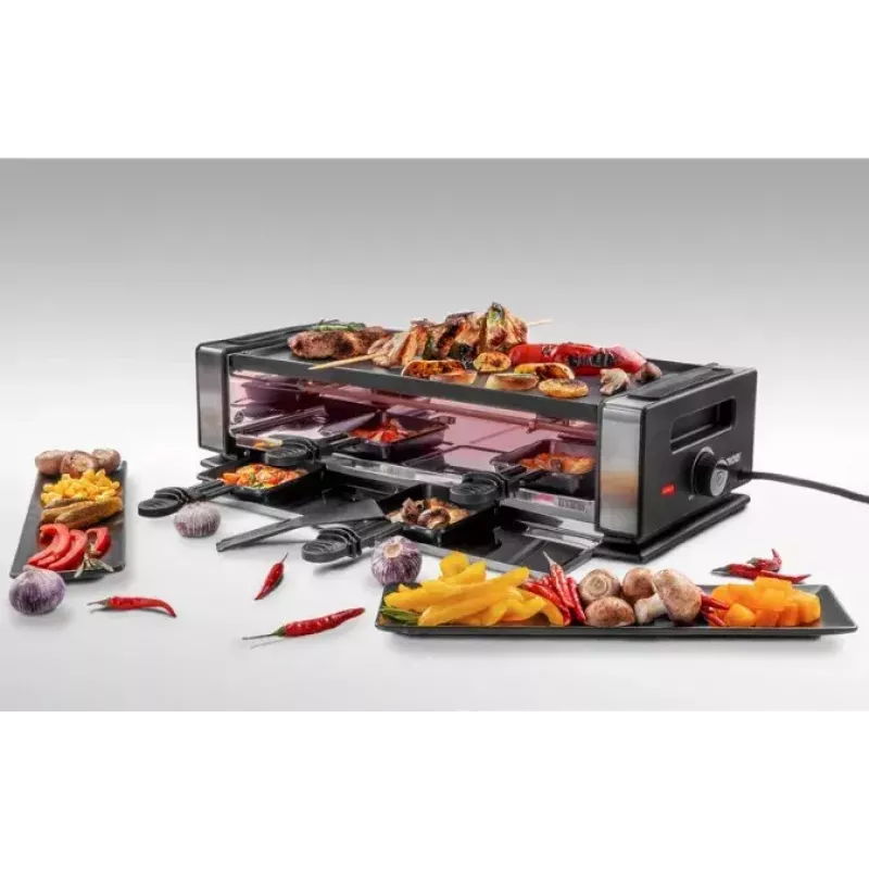 Grelhador de raclette Unold Delice Basic 1200 W 8 pessoas preto aço inoxidável
