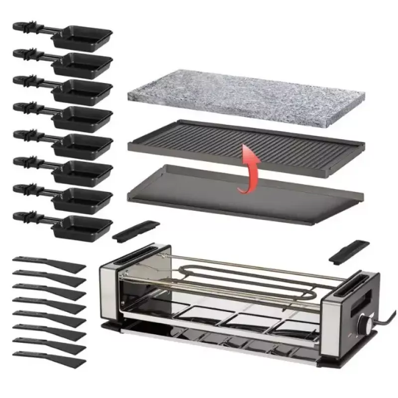 Grelhador de raclette Unold Delice Basic 1200 W 8 pessoas preto aço inoxidável