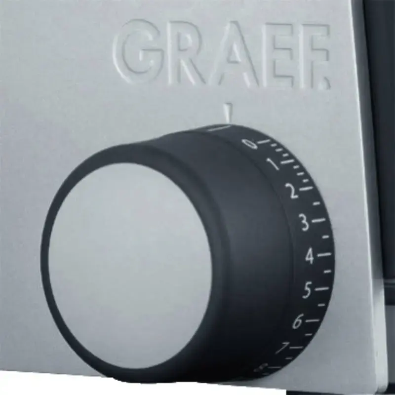 Máquina de cortar fiambre elétrica Graef G55 170 W, espessura de corte máx. 20 mm, metal cinzento, 230 V, dimensões 230×325×240 mm