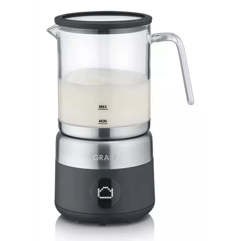 Espumador de leite Graef MS802 automático — 600 W, jarro de vidro, aço inoxidável e preto