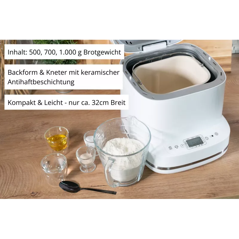Máquina de fazer pão Unold Esge Backmeister Bernd 68120 — 550 W, peso máx. do pão 1 kg, branco, caixa de plástico